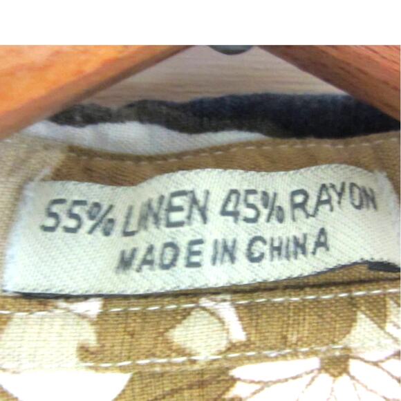 LIBERTAD Tropical Hawaiian Print Linen Blend Short Sleeve Button Down Shirt - Picture 4 of 4